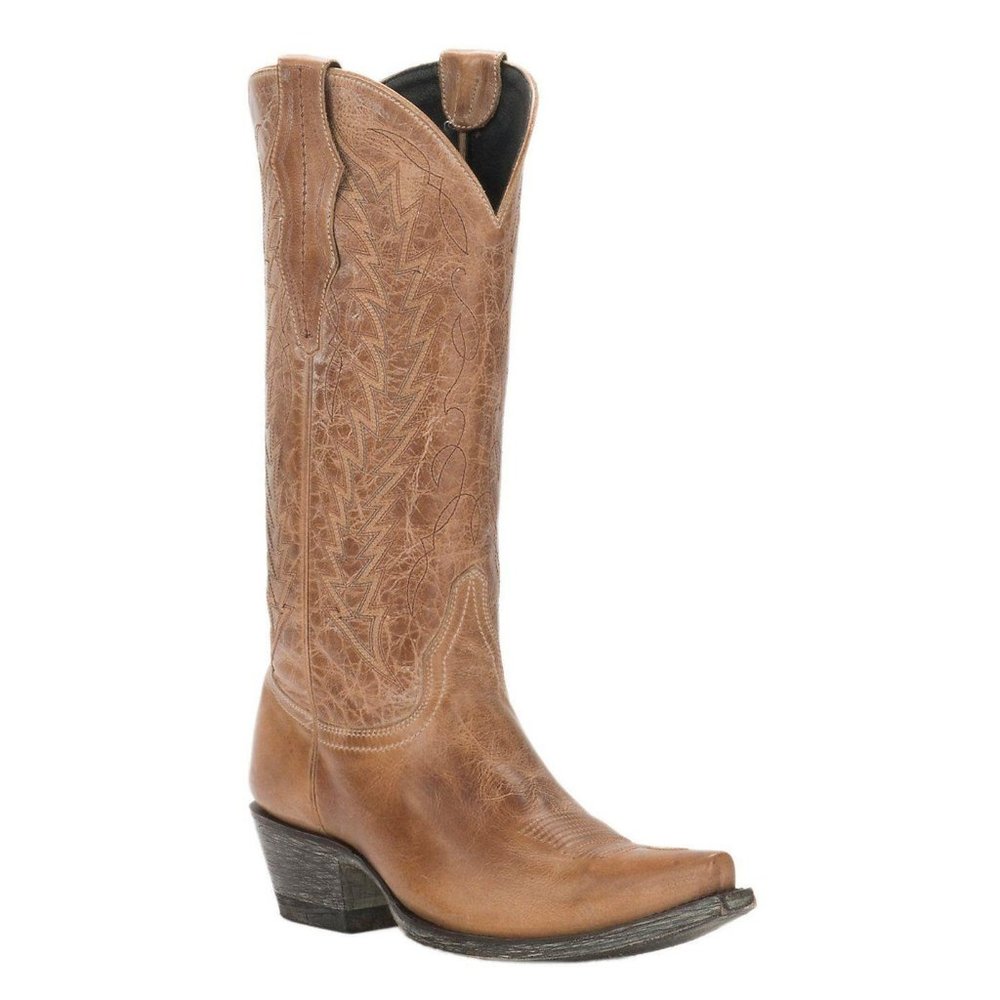Women's Tan Goat Snip Toe Western Boots Sz 8B